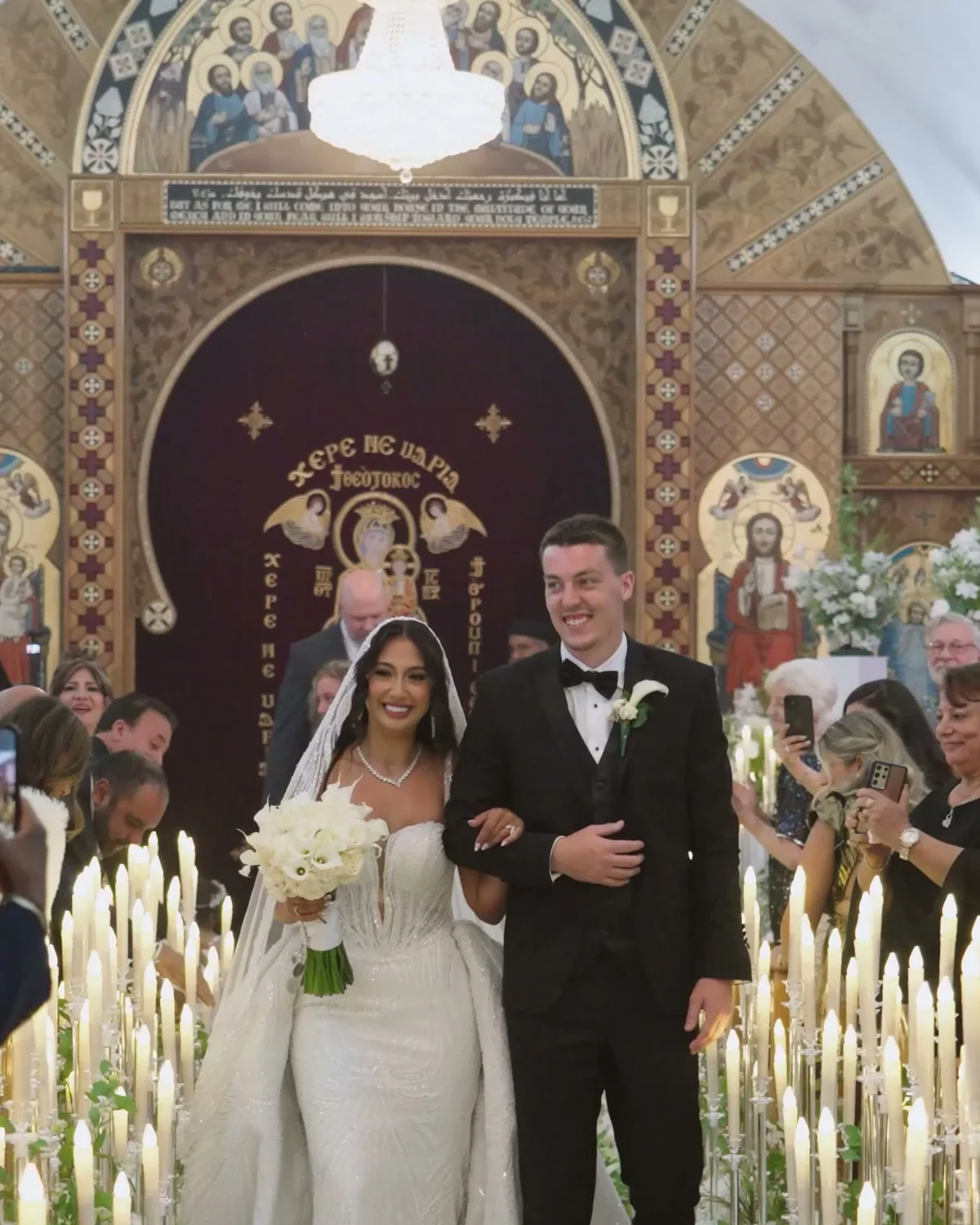 Nosha and Cole during their Coptic Orthodox wedding ceremony